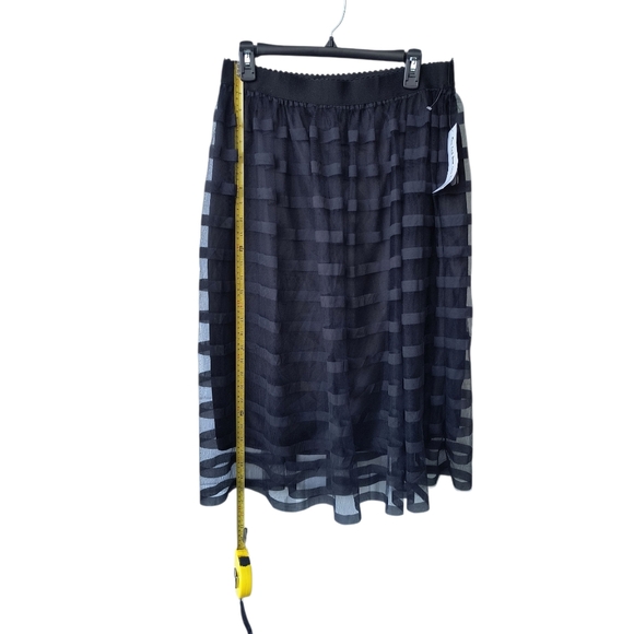Metro Wear Black Sheer Striped Whimsigoth Witchy Midi Striped Skirt PXL NWT - Picture 5 of 9